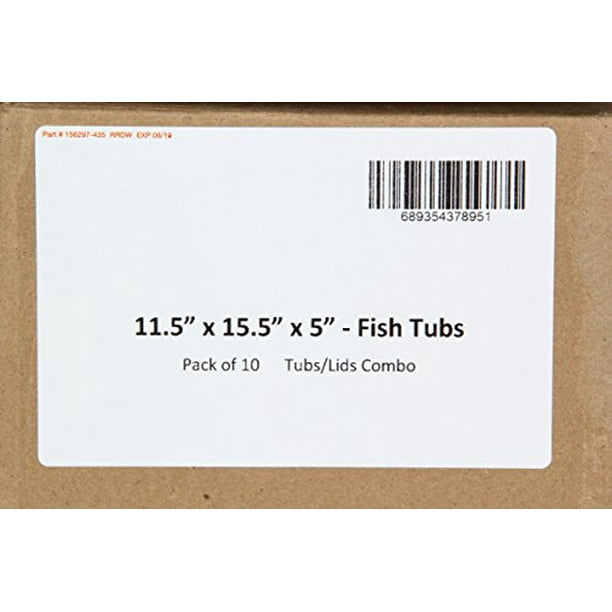 Fish Tubs/Food Storage Bins 25lb 11.5 x 15.5 x 5, Pack of 10 Deep Bases  with Lids 