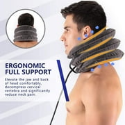 Cervical Neck Traction Device for Instant Neck Pain Relief - Inflatable & Adjustable Neck Stretcher Neck Support Brace(Crystal Velvet)+(Model 2022)+(Silver Gray)