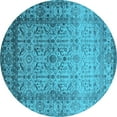 thumbnail image 1 of Ahgly Company Indoor Round Oriental Light Blue Industrial Area Rugs, 5' Round, 1 of 4
