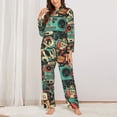 thumbnail image 2 of Haiem Retro Pop Art Collage Pattern Women’s Long-sleeve Sleepwear,Sleepwear Set,2-piece Loungewear Set,Soft PJs Comfy Nightwear with Pockets-Large, 2 of 7