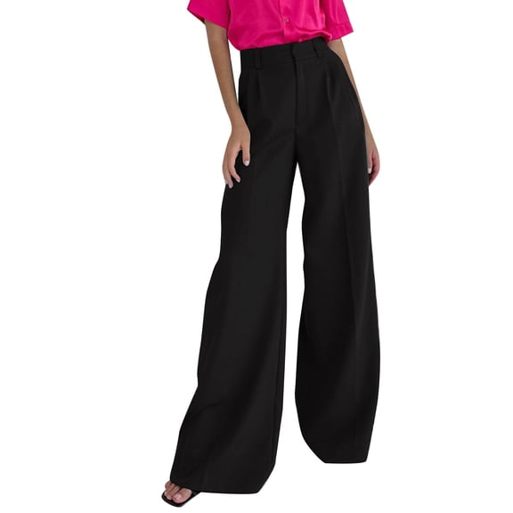 iHPH7 Wide Leg Pants Woman Wide Leg Trousers Women Palazzo Pants for Women Lounge Wear for Women Wide Leg Pull On Pants for Women Gaucho Pants for Women Elastic Waist Pants for Women Black L