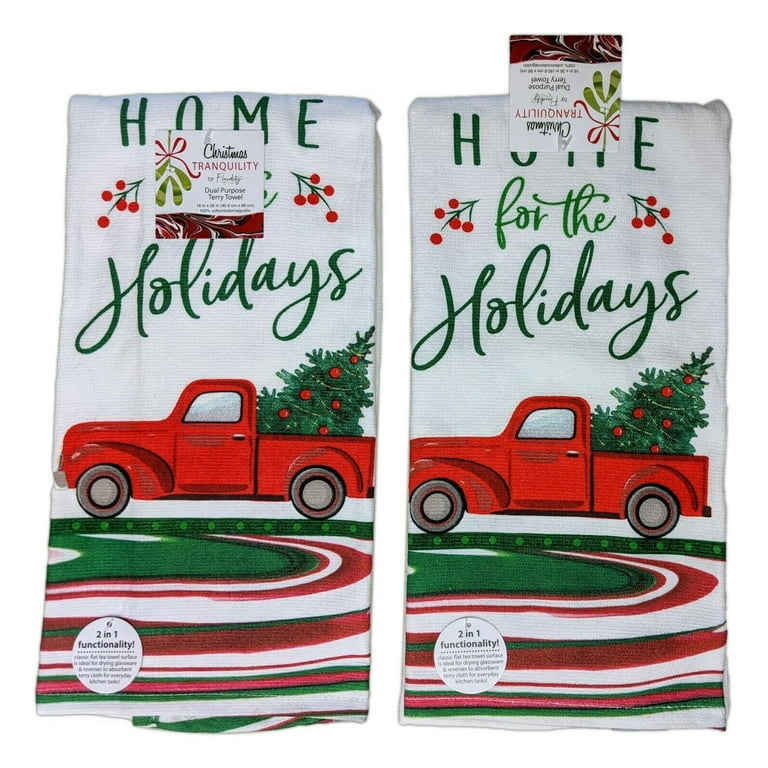 Set of 2 TIS THE SEASON Christmas Terry Kitchen Towels by Kay Dee Designs