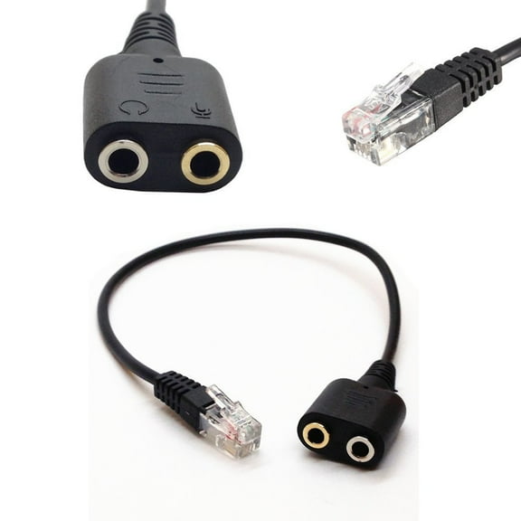 RJ9 to 3.5mm Female Jack Adapter Convertor PC Headset Cable to Avaya 1600 9600 SNOM Yealink Telephones