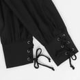 thumbnail image 5 of SAWOBUUN Men's Vintage Shirt V Neck Lacing Long Sleeve Solid Top Adjustable Drawstring Cuffs Casual Shirt, 5 of 6