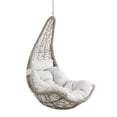 thumbnail image 6 of Iwicker Outdoor Hanging Swing Chair, Patio Wicker Tear Drop Porch Swing Chair with Cushion, Beige, 6 of 9