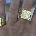 thumbnail image 6 of Mens Nugget Ring Gold Finish 20MM Square Chunky Hip Hop Rapper Jewelry Size 9, 6 of 13