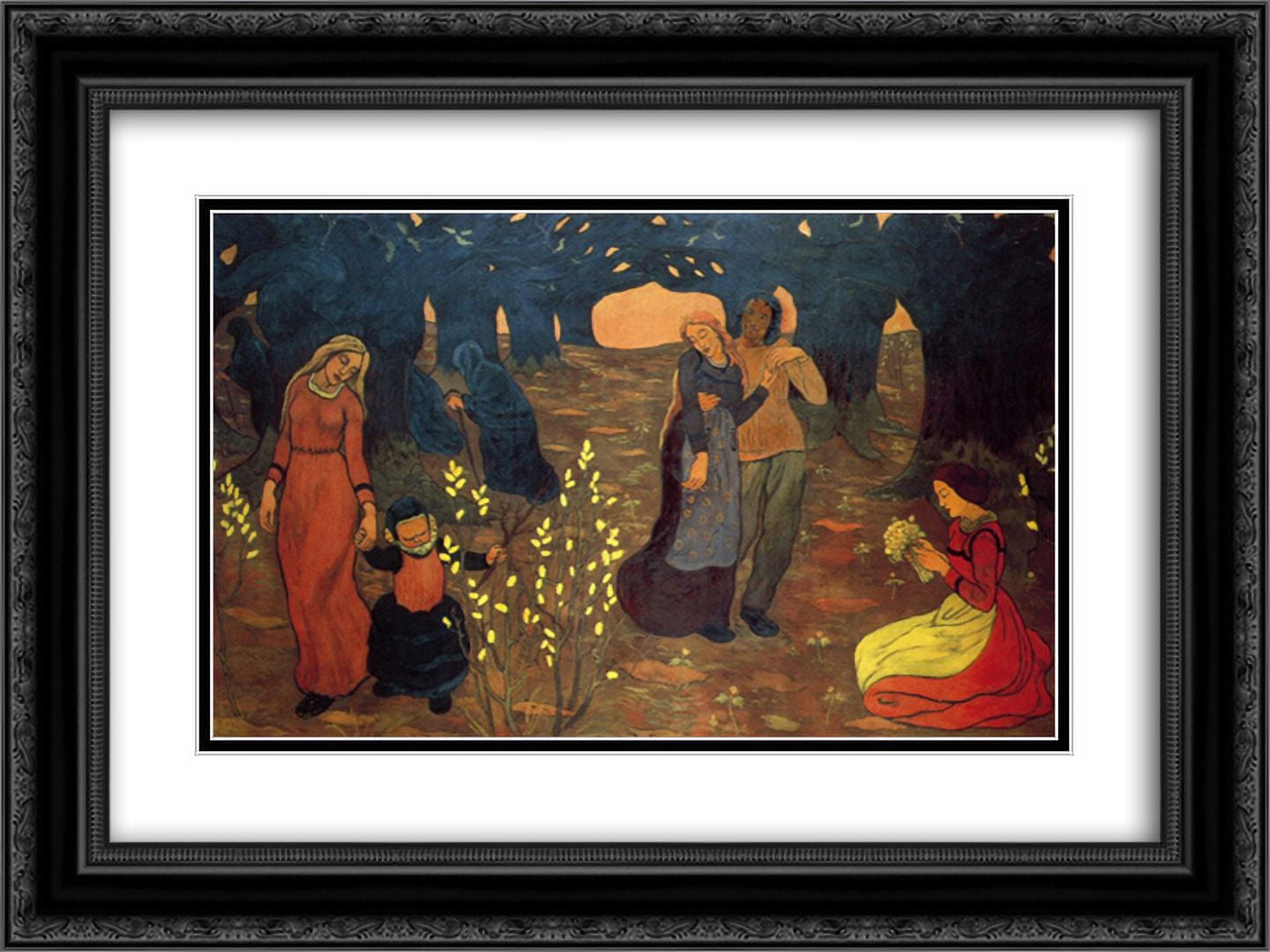 Silverwood I 2x Matted 24x16 Black Ornate Framed Art Print by