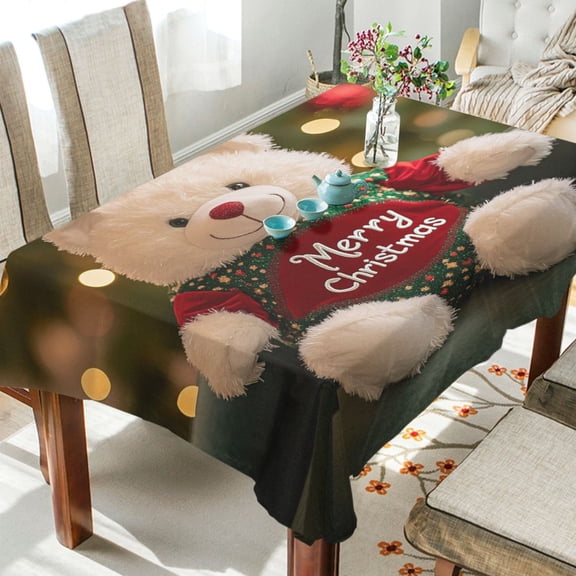 BZSMCE Square Tablecloth Christmas Toy Bears Pattern Tableclothes