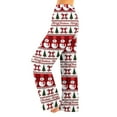 thumbnail image 2 of Women's Christmas Print Plush Pajama Pants, Soft and Comfortable Home Wear Trousers for Winter, Casual Sleepwear with Festive Design,Watermelon Red,S, 2 of 5