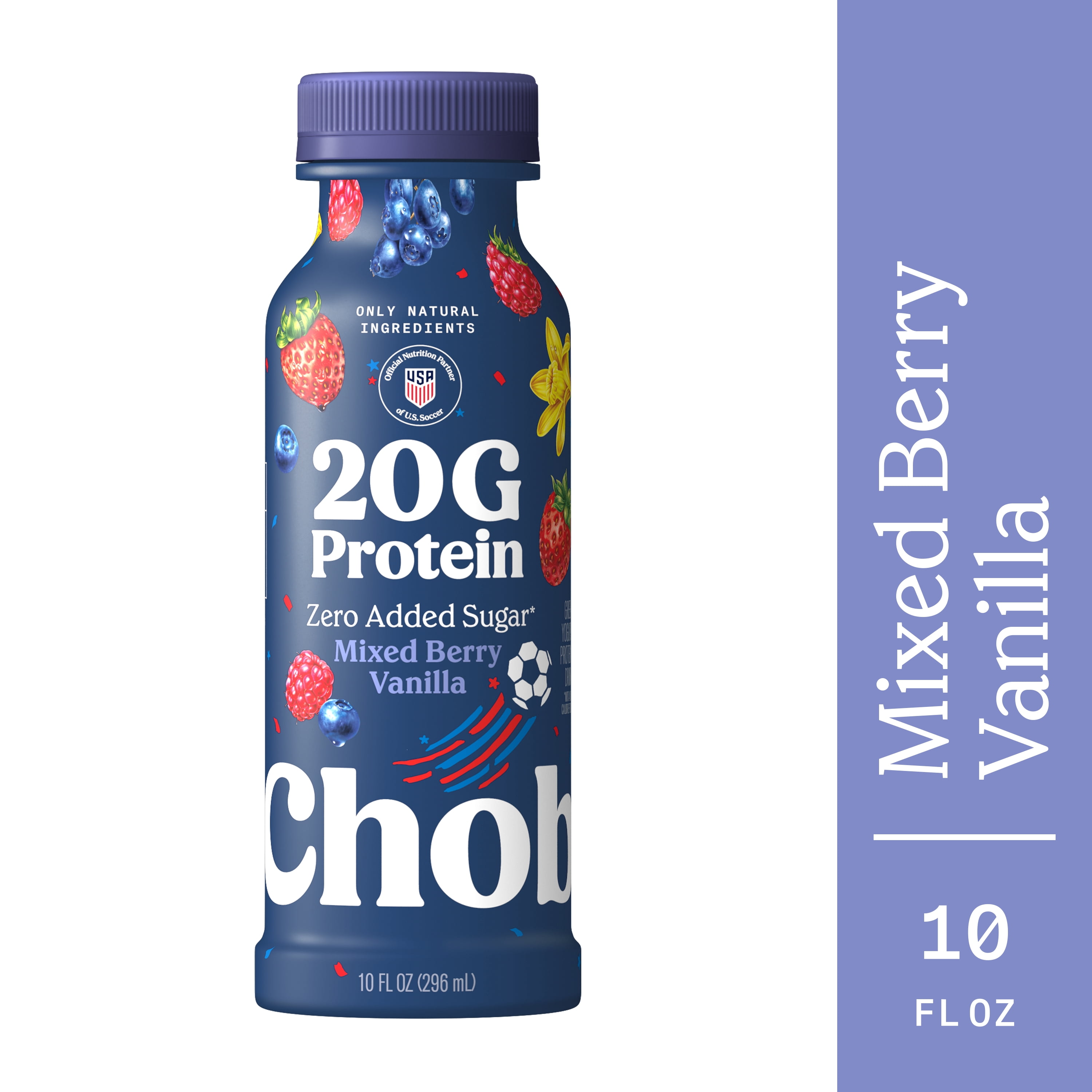 Chobani 20G Protein Low-Fat Greek Yogurt Drink Mixed Berry Vanilla 10 fl oz Bottle