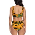 thumbnail image 3 of Wukai Sunflowers 7 Women's Bikini Set Two Piece,wimsuit High Waisted V Neck Twist Front Adjustable Spaghetti Straps Bathing Suit-X-Large, 3 of 7