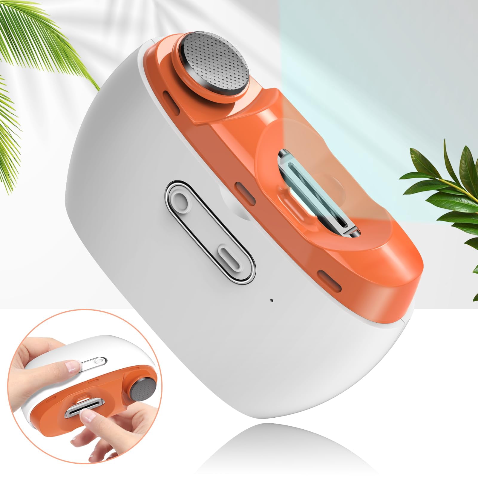 Electric Nail Clipper & Polisher – Automatic Nail Trimmer with LED Light, USB Rechargeable, Clip Storage, Safe for Baby & Seniors（Orange）