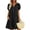 Black, variant on Qulqfy Summer Dresses for Women Cotton Linen Puff Short Sleeve Boho V-Neck Army Green Midi Dress Casual Flowy Button Down Vacation Sundress with Pockets L