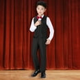 thumbnail image 2 of Costume Formel pour Enfants 4 Pcs/ensemble Costume Formel pour Garçons Chemise à Col Rabattu Gilet Pantalon Nœud Papillon Tout-Petits Enfants Poésie Récitals Concours Performance Pantalon, 2 of 8