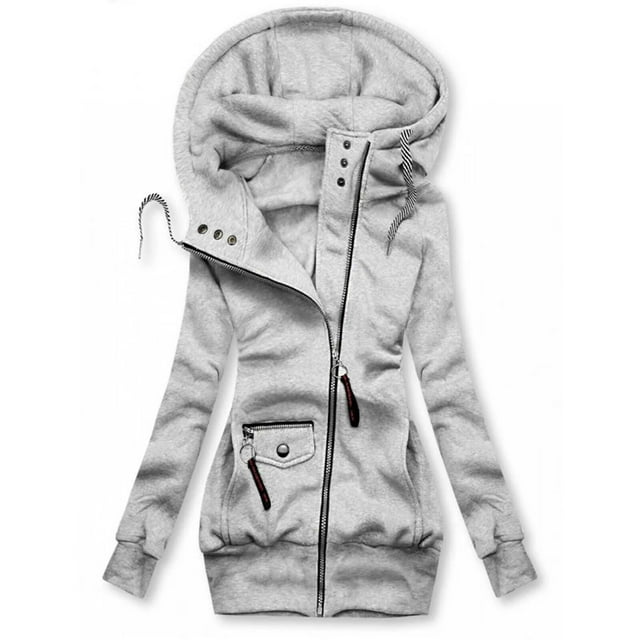 TopLLC Manteaux d'Hiver pour Femmes Veste de Mode Ajustée à Capuche avec Cordon de Serrage Solide Cardigan pour Femmes
