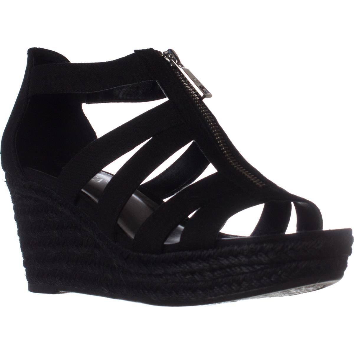 Kelcie Platform Wedge Sandals, Black 