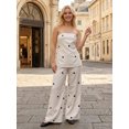 thumbnail image 2 of LMLYSoH Women's 2 Piece Casual Outfits Sleeveless Dot Print Tube Tops Wide Leg Pants Sets, 2 of 6