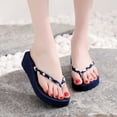 thumbnail image 7 of Loyisvidion Women Summer Daisy Shoes Lace Flip Flop High Heel Platform Shoes,Beach Shoes Navy 6(36), 7 of 7