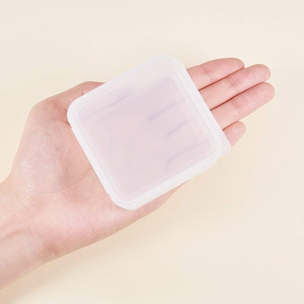 12 Pack Square Frosted Clear Plastic Bead Storage Containers Box Case with Lids for ItemsPillsHerbsTiny BeadJewerlry Findings and Other Small Items - 2.56x2.56x1.18 Inches Clear