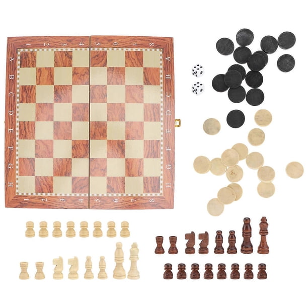 Wooden Chess Game Playset For Family With Strategy Style 29.5X29.5CM Portable 1 Set