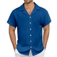 thumbnail image 1 of Men's Casual Linen Cuban Collar Button Shirt - Relaxed Fit, Breathable Fabric for Summer/Work - True to Size, Machine Washable, 1 of 5
