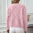 thumbnail image 4 of Fmbrln Womens Trendy Sequin Knitted Sweaters Long Sleeve Crew Neck Hollow Out Sweaters Tops Casual Dressy Blouse Loose Comfy Pullover Sweaters Pink XL, 4 of 5