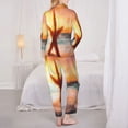 thumbnail image 5 of Kll Starfish Sunset Sea Beach Print Women'S Long Sleeve Pajamas With Pants Sleepwear Loungewear 2 Set-Large, 5 of 9