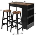 thumbnail image 3 of 3 Piece Pub Dining Set, Wooden Counter Height Table Set with 2 Bar Stools, Industrial Bar Table Set, Sturdy Table with Storage for Kitchen, Restaurant, Living Room (Brown), 3 of 3