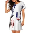 thumbnail image 2 of Fotbe Patriotic Skull Art Bata de Dormir para Mujer con Estampado, Camisón de Algodón de Manga Corta, Ropa de Dormir Casual, 2 of 6