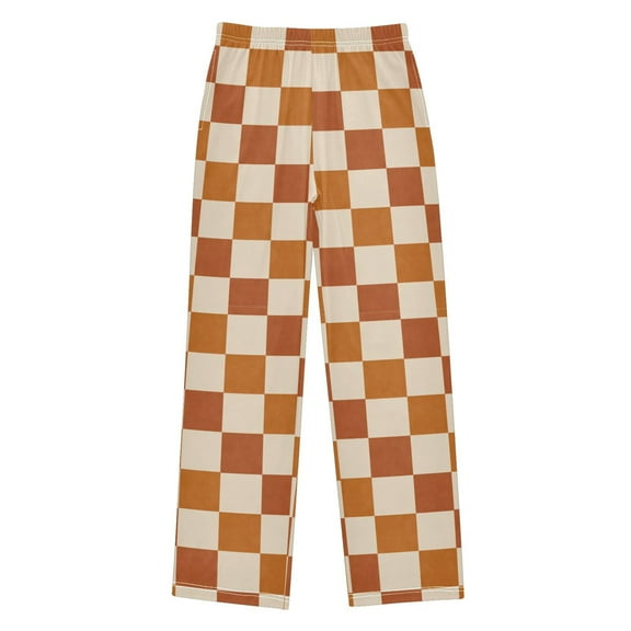 FORMRS Kids Pajama Pants with Pockets Size 6-8Y Boys Lounge Sleep Bottoms, Rusty Orange Plaid