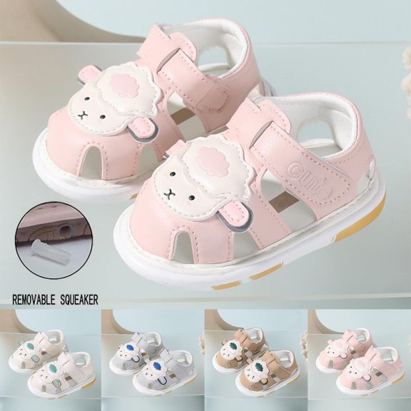 SROBPTY Toddler Girls Sandals Hook Loop Soft Sole Summer Closed Toe Flat Shoes for 3-18 Months