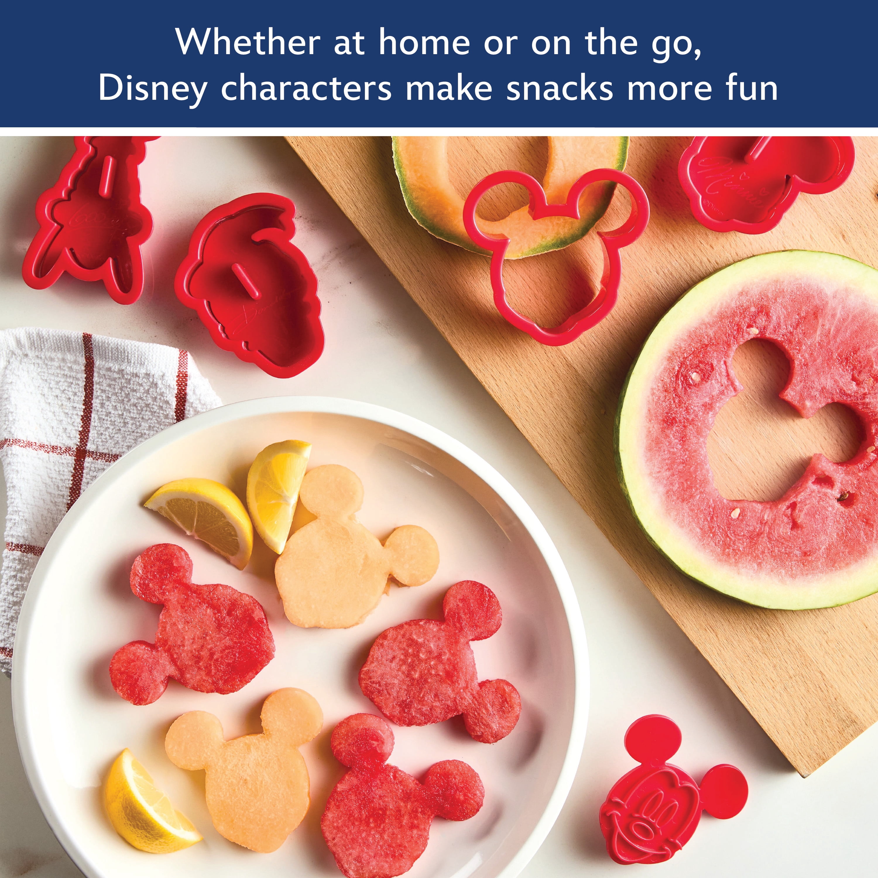 Disney Home Bake with Mickey Mouse 8 Pcs Cookie Cutter and Stamp Set, Dishwasher Safe, Red