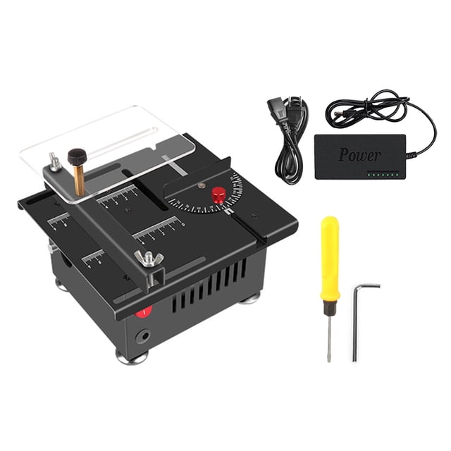 Scie à Table 24V 100W Scie Électrique de Bureau Coupeur Vitesse Angle Lame Réglable pour Bois Plastique Réglable Non Réglable