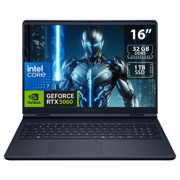 Laptop Alienware 16 Aurora: Intel Core 7 240H, RAM 32GB DDR5, SSD 1TB, Pantalla de 16" LED WQXGA , NVIDIA GeForce RTX 5060 8GB GDDR7, Windows 11 Home