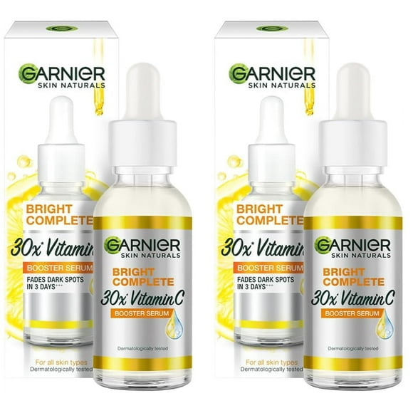 Garnier Skin Naturals, Face Serum, Brightening and Anti-Dark Spots, Bright Complete Vitamin C Booster, 50 ml (Pack of 2)