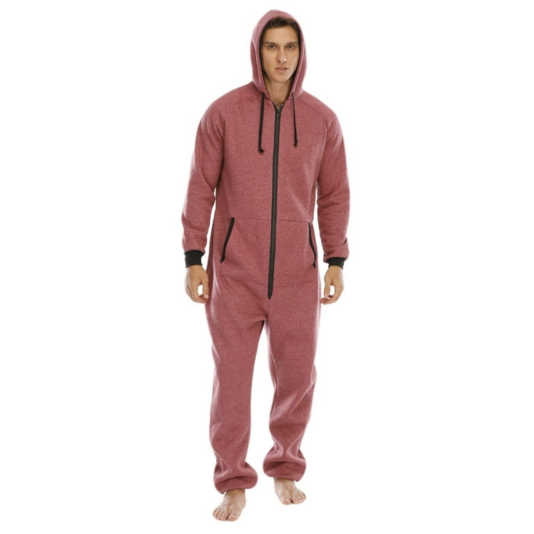 Jumpsuit for Men Mens Costume Zipper Solid Color Silk Pajama Set Long Sleeve V Pajamas with Buttons Neck Hoodie Romper Sweatpants Sleepwear Mens Pajamas Pants Mens Pajama Set Walmart