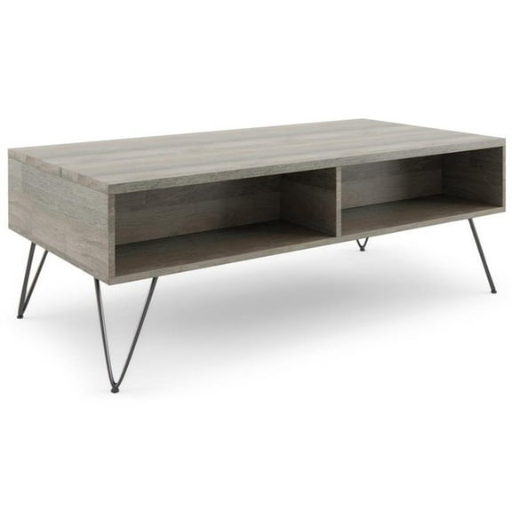 Bowery Hill Mango Wood 48" RectangleLift Top Coffee Table in Gray