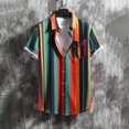thumbnail image 2 of SSAAVKUY Bowling Shirts for Men Colorful Striped Print Short Sleeve Regular Fit Hawaiian Casual Button Down Beach Shirts Multicolor XXL, 2 of 9