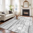 thumbnail image 2 of Rectangle Area Rugs 5 x 7 Ft, White Dandelion Non-Slip Residential Carpet, Spring Flowers Plants Vintage Gray Wood Indoor Crawling Mats Runner Rugs for Living Room/Dining Room/Bedroom, 2 of 8