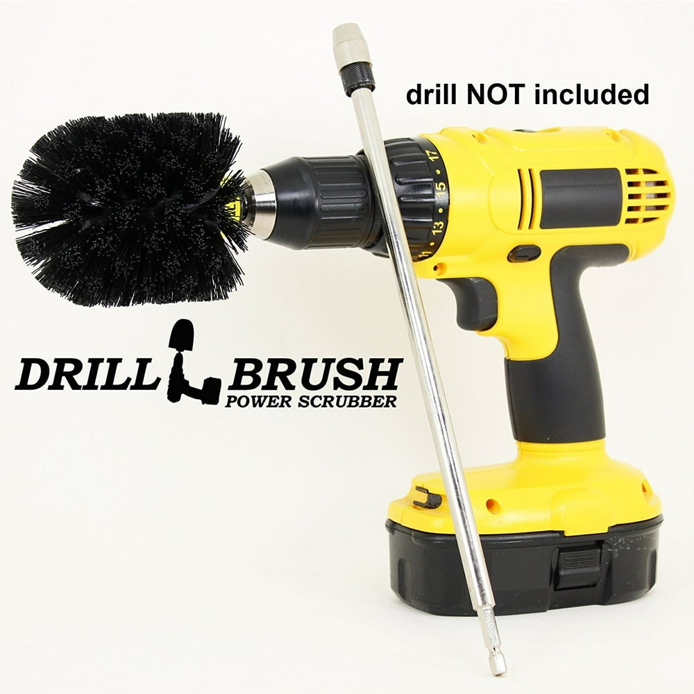 Drill Powered Nylon Bristle Cleaning Brush 12 Inch Chrome Extension Kit