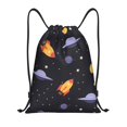 thumbnail image 1 of Drawstring Backpack, Men Ladies Waterproof Sports Backpack Gym Bag-Outer Space Ship Pattern-Medium Size, 1 of 8