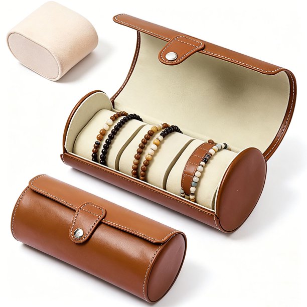Caja de Reloj con 3 Ranuras, Watch Roll de Viaje Organizador Cuero PU Relojero Estuche de Exhibición Almacenamiento Enrollable con Almohadas de Espuma Extraíble