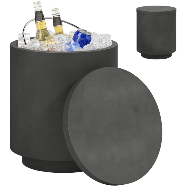 Mesa Lateral Refrigeradora para Exterior HOMCOM 2.6 Gal Gris Concreto