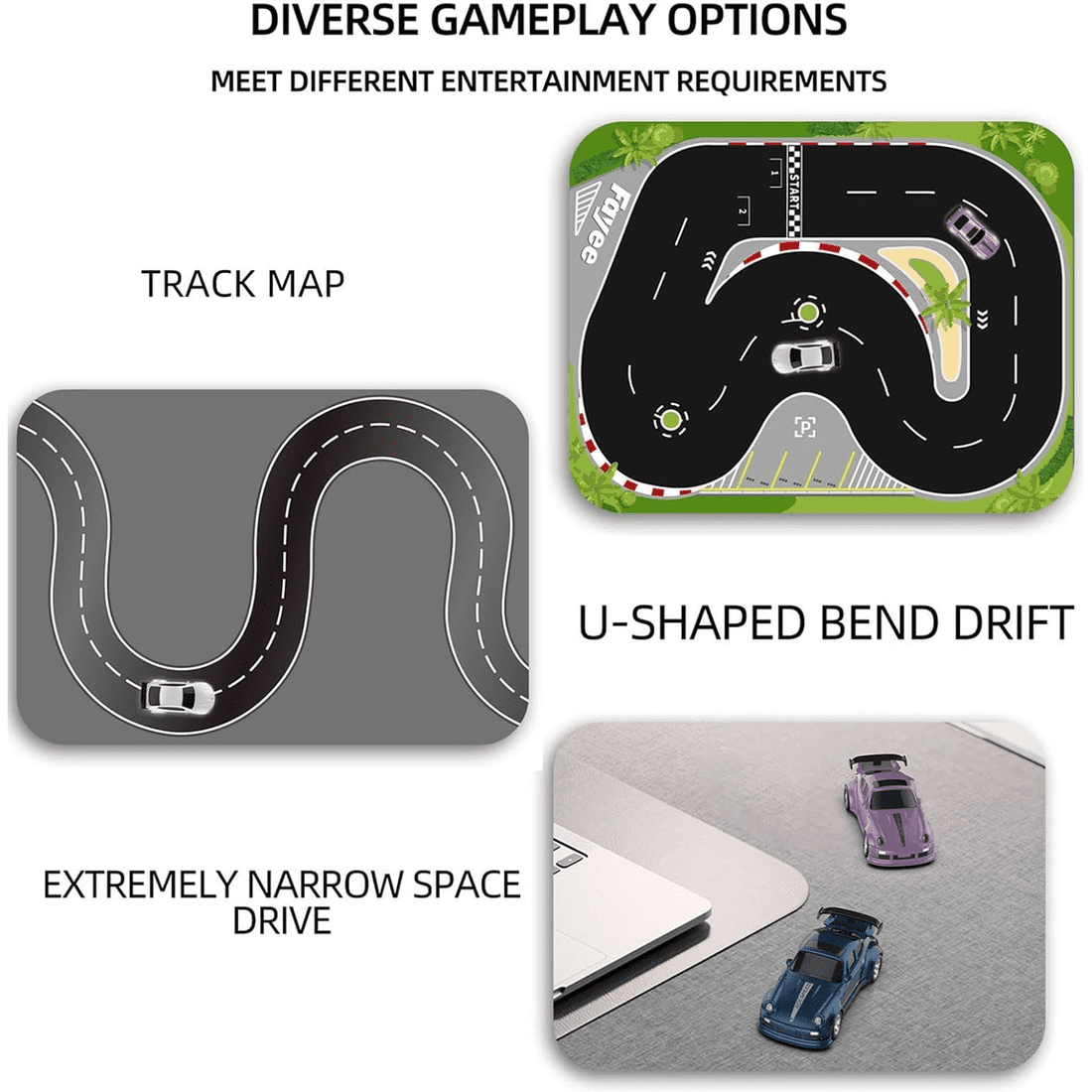 1/64 Scale Drift RC Car, 4WD Desktop Mini Racing Drift Remote Contrl Car Model, 2.4Ghz RC Vehicle Hobby Toy Gift for Adults