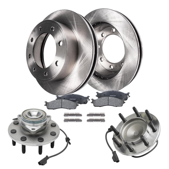 Detroit Axle - 2WD Front Brake Kit for 2003 2004 2005 Dodge Ram 2500 3500 Brake Rotors Ceramic Brakes Pads Wheel Bearing Hubs Assembly Replacement [13.91 inch Front Rotor]