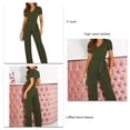 thumbnail image 5 of Mameluco, Mujeres Monos Cuello En V Cintura Alta Pierna Ancha Con Cinturón Para El Verano ANGGREK Verde L, 5 of 5