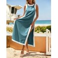 thumbnail image 4 of Wrongduck Women's 2 Piece Sets Boho Color Block Sleeveless Maxi Dress Matching Shorts with Pockets, 4 of 14