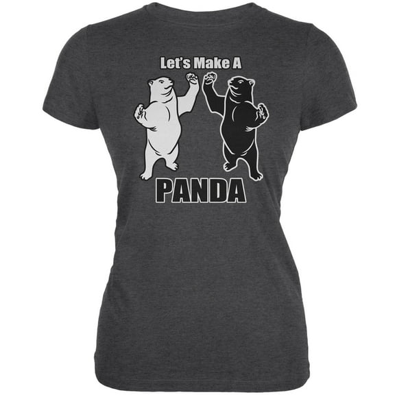 Let's Make A Panda Funny Dark Heather Juniors Soft T-Shirt - Small