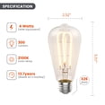 thumbnail image 2 of Better Homes & Gardens 4W Vintage Warm LED Light Bulb,40W Eqv Clear Glass, ST19 Amber Glow, E26 4PK, 2 of 9
