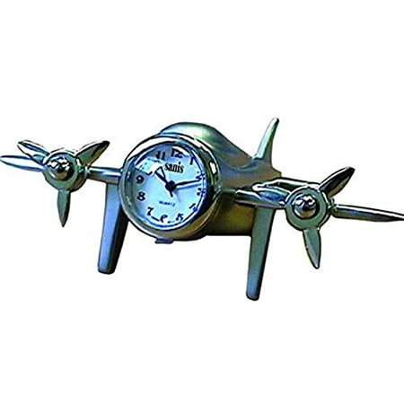 Sanis Enterprises Prop Airplane Clock  4 by 2.5-Inch  Silver